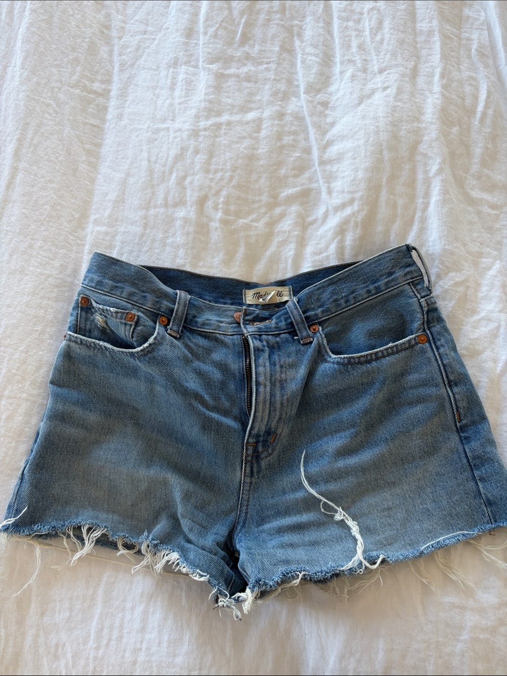 Madewell Light Blue Distressed Denim Cutoff Shorts